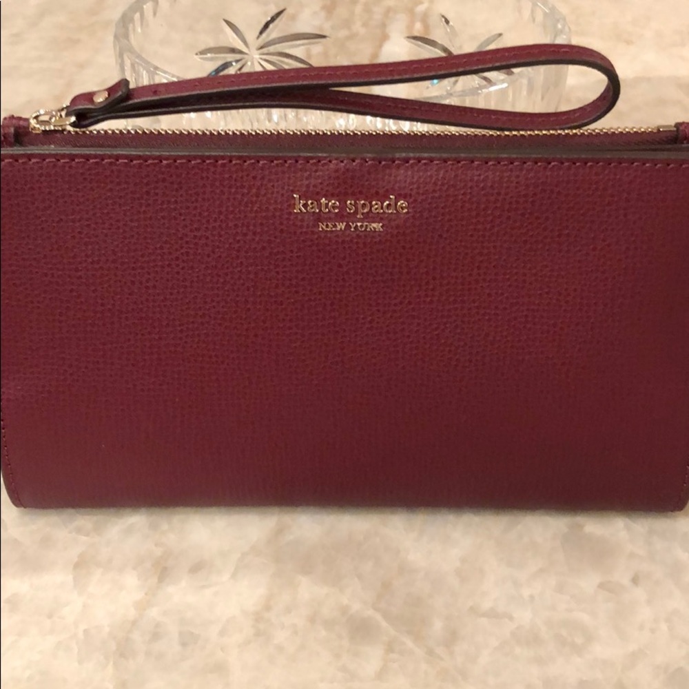 Sylvia Continental Wristlet Wallet Cherrywood -- NEW